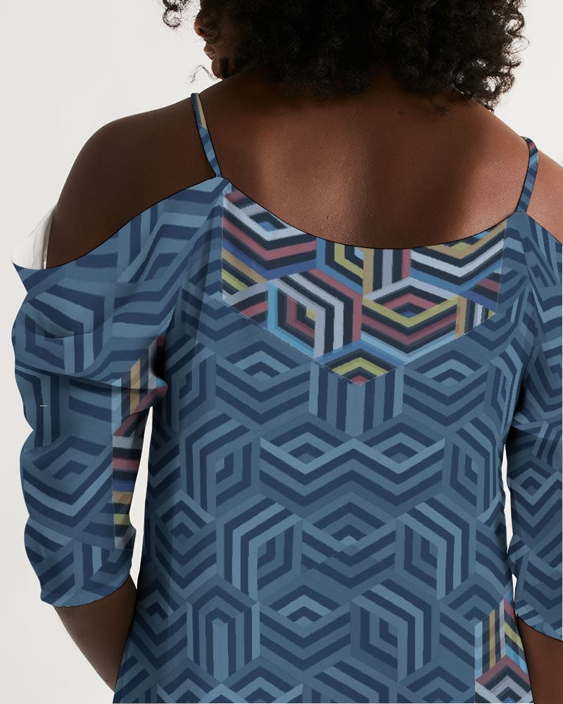 Hexagonic Women's Open Shoulder A-Line Dress