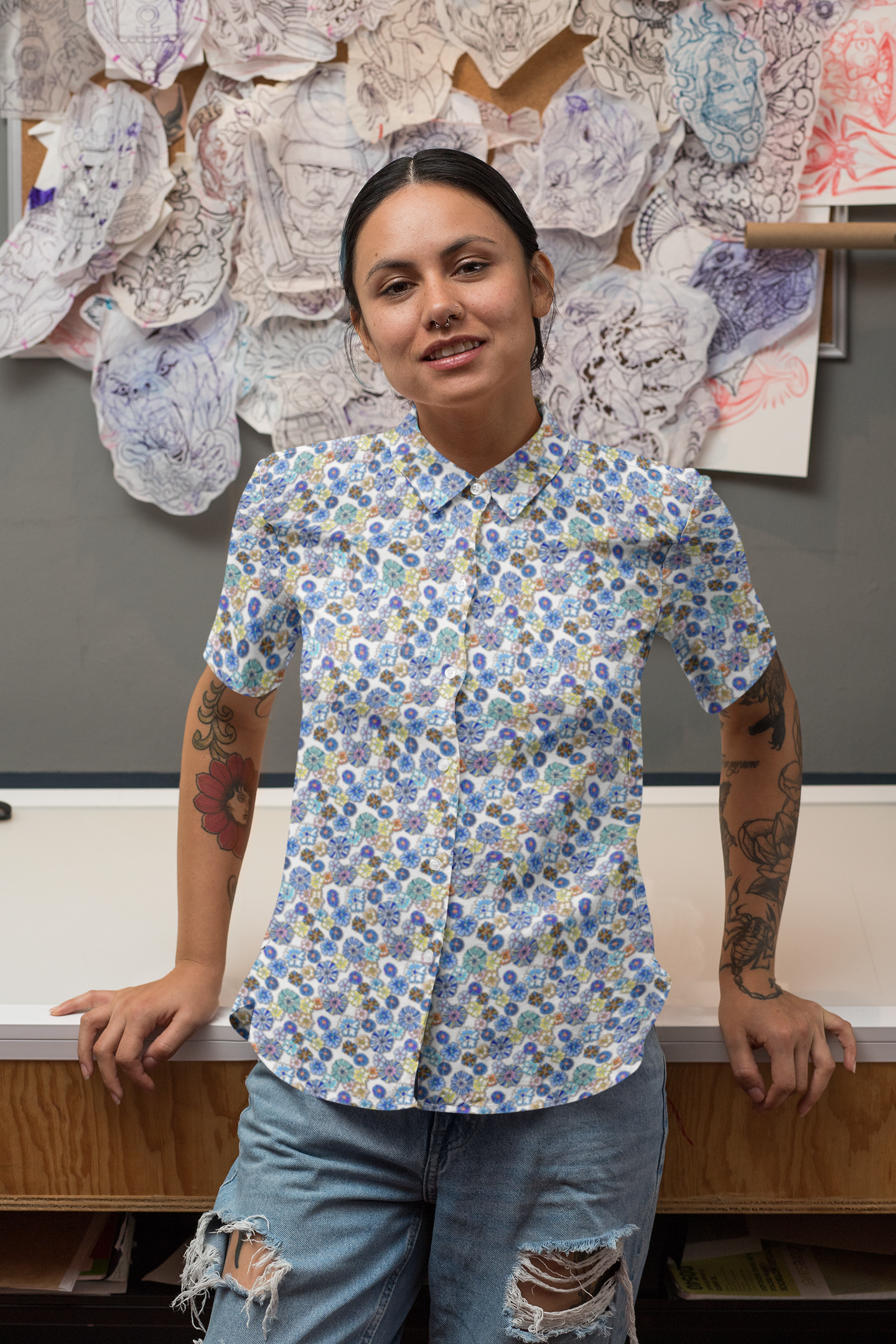 Barbados All-over Print Women's Blouse