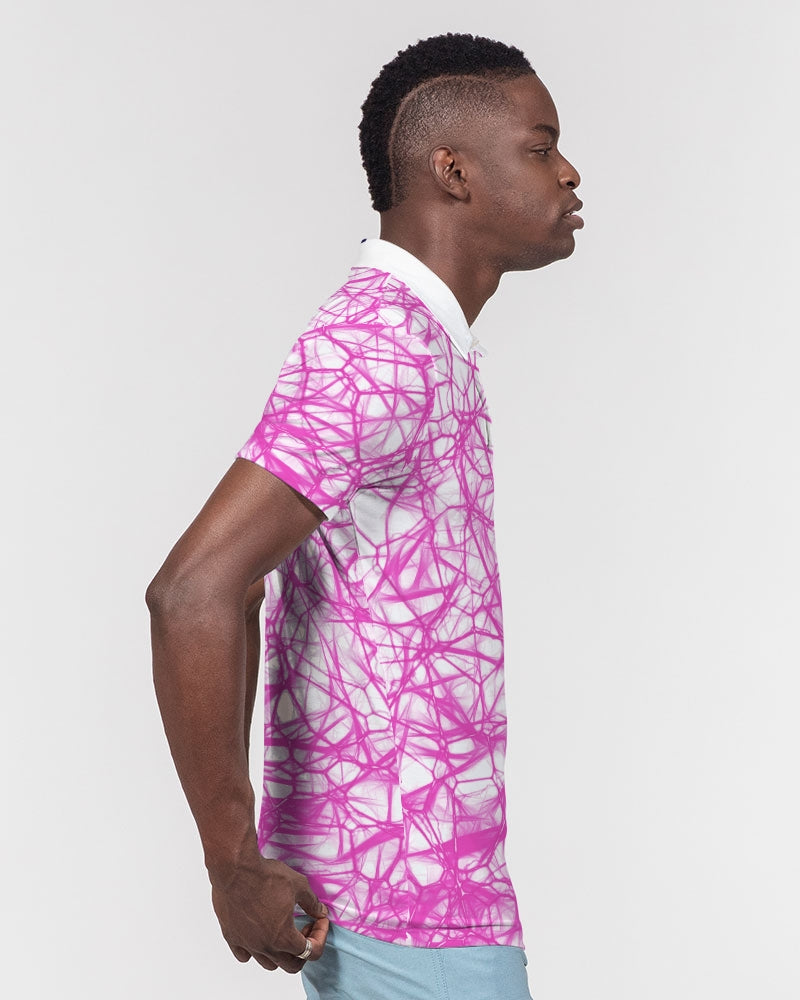 Wired Pink Men's Slim Fit Short Sleeve Polo from Vluxe by Lucky Nahum