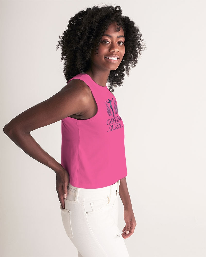 Caffeine Queen Hot Pink Women's Cropped Tank