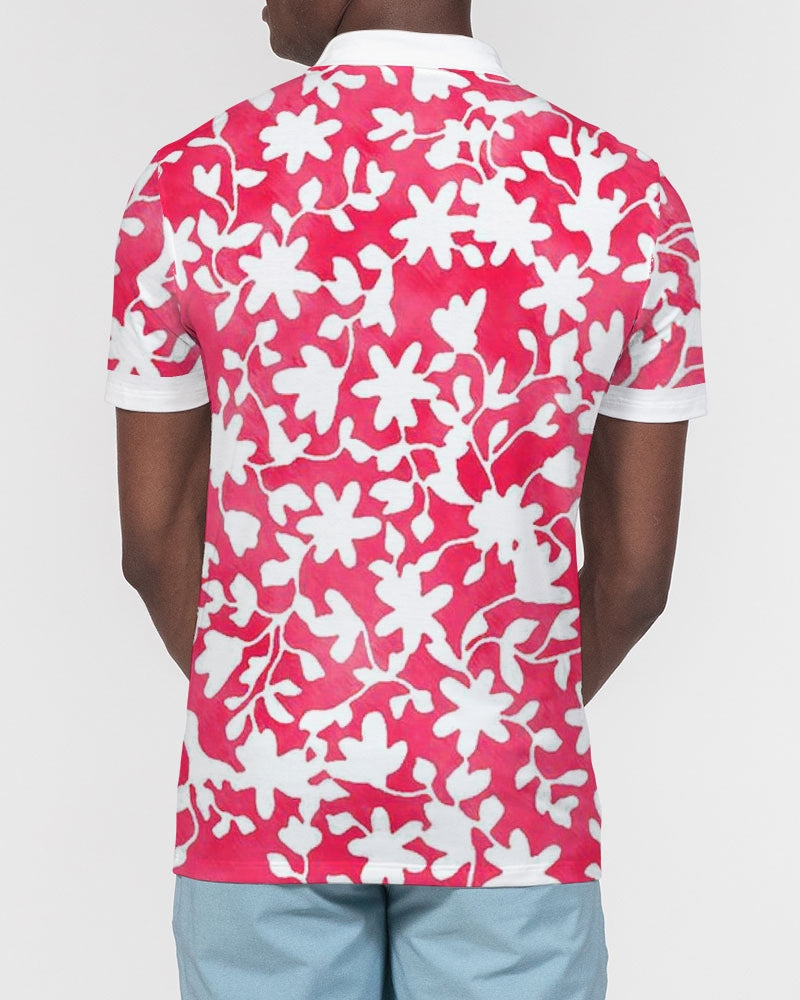 Camo Flower Flame Men's Slim Fit Short Sleeve Polo