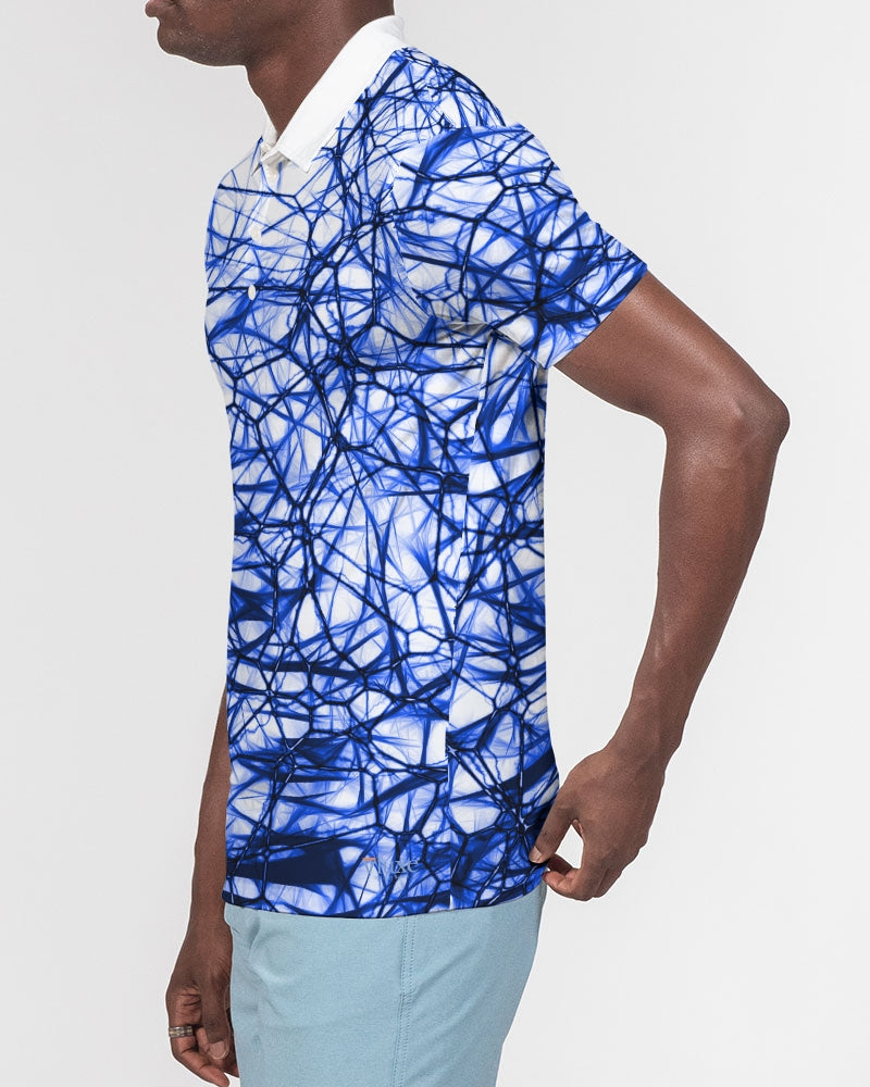 Wired Blue Men's Slim Fit Short Sleeve Polo from Vluxe by Lucky Nahum