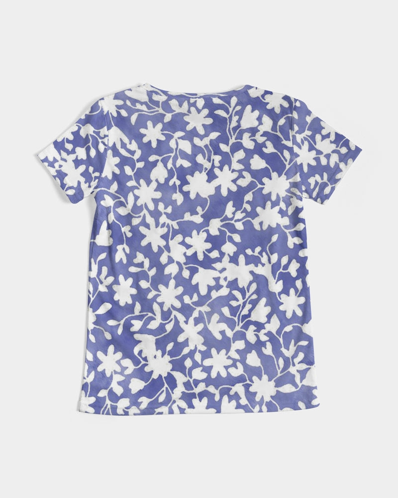 Camo Flower Sky Women's V-Neck Tee