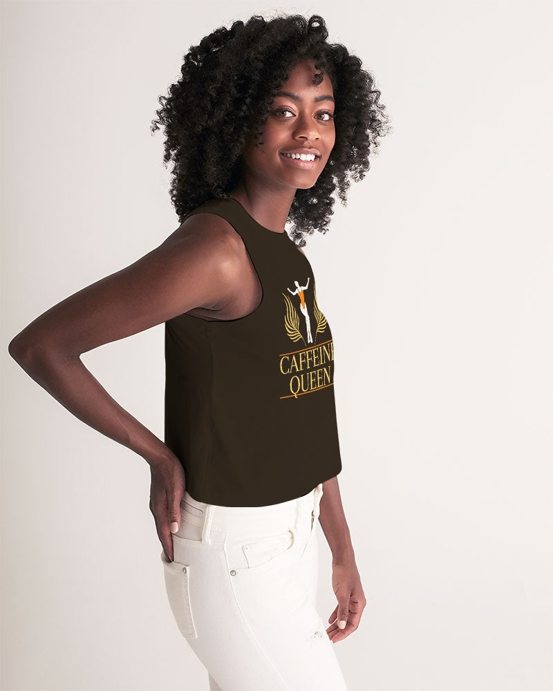 Caffeine Queen Black Women's Cropped Tank