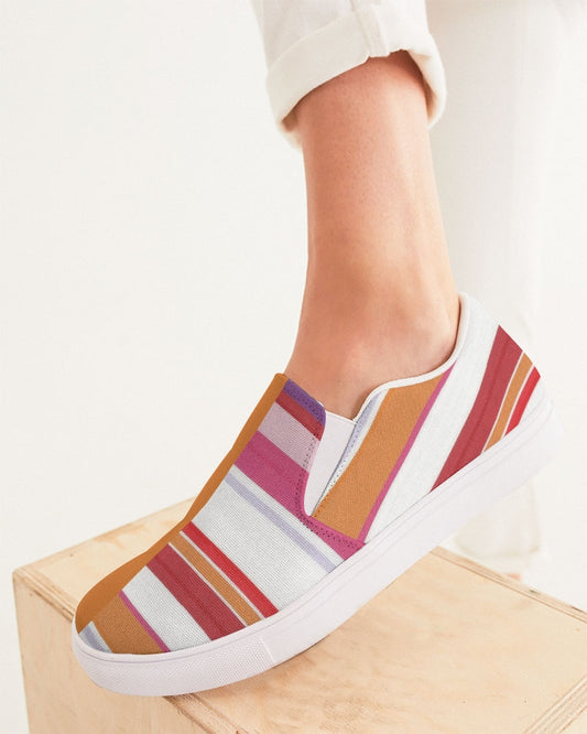 Split Personality Stripe Orange Women's Slip-On Canvas Shoe