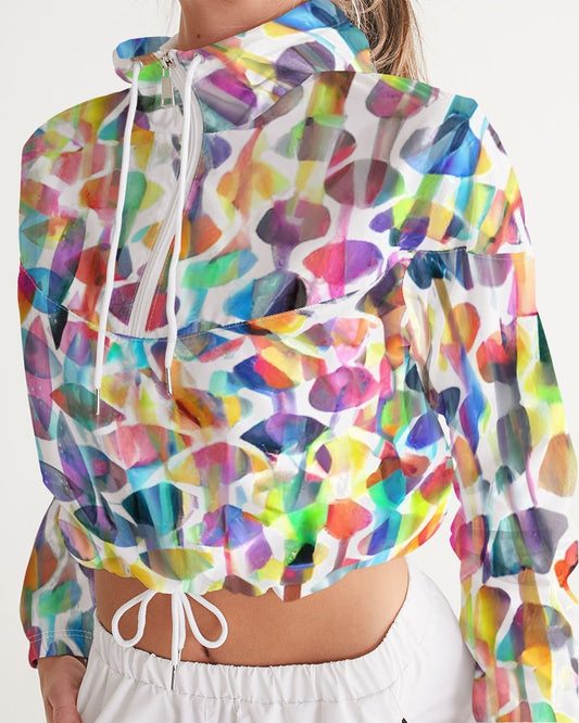 Vieste Women's All-Over Print Cropped Windbreaker
