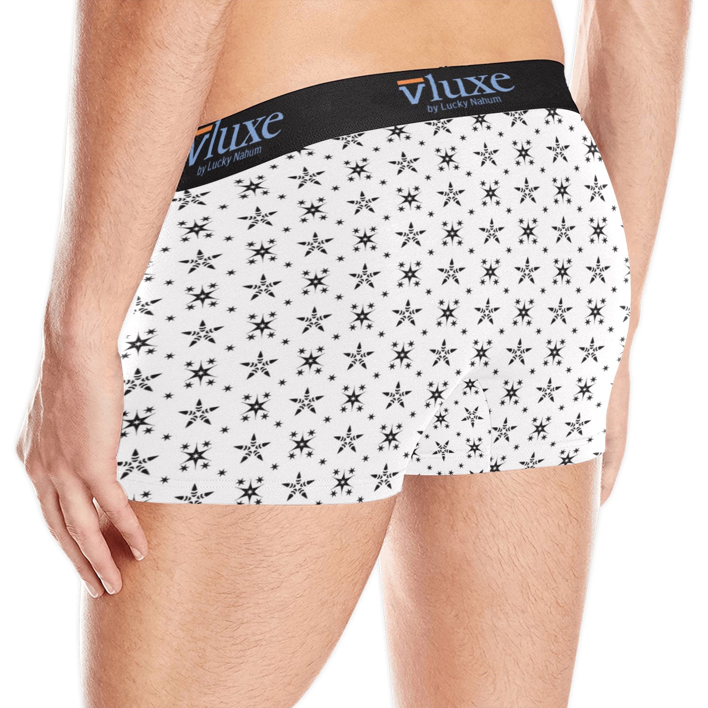Star White-Black Men's Boxer Briefs Men's Boxer Briefs