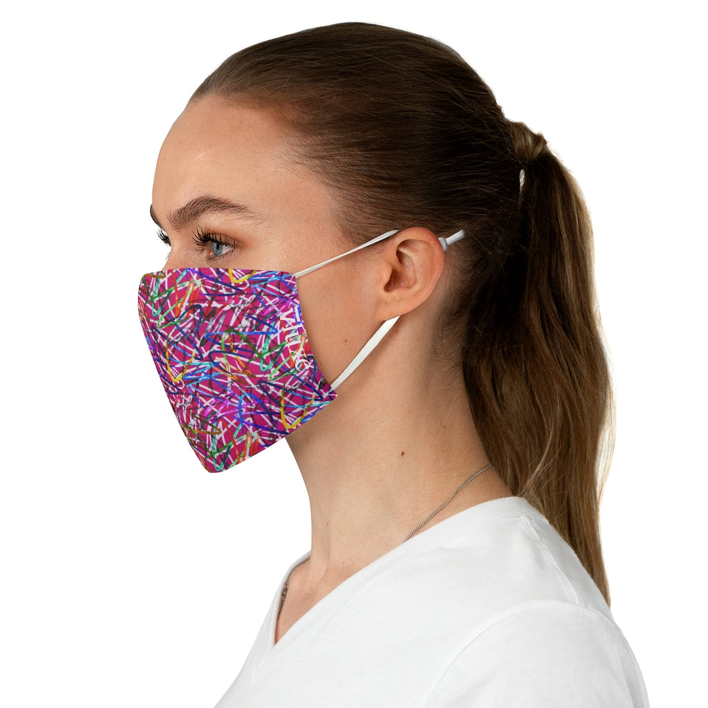 Artful Confusion Red Double Layer Fabric Face Mask from Vluxe by Lucky Nahum