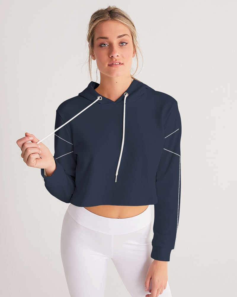 Lucky Lime Navy Geometric Women's Cropped Hoodie