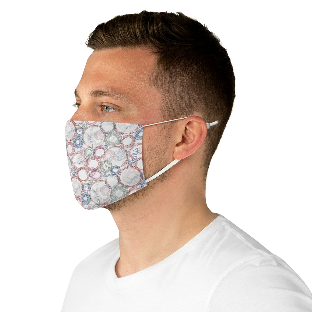 Spinning Planets White Double Layer Fabric Face Mask from Vluxe by Lucky Nahum