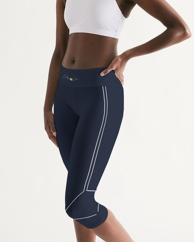 Lucky Lime Navy Geometric Women's Mid-Rise Capri