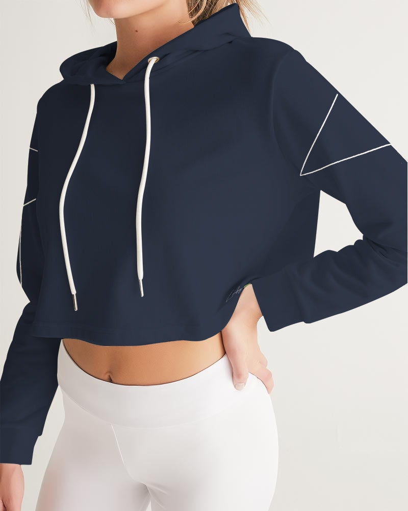 Lucky Lime Navy Geometric Women's Cropped Hoodie