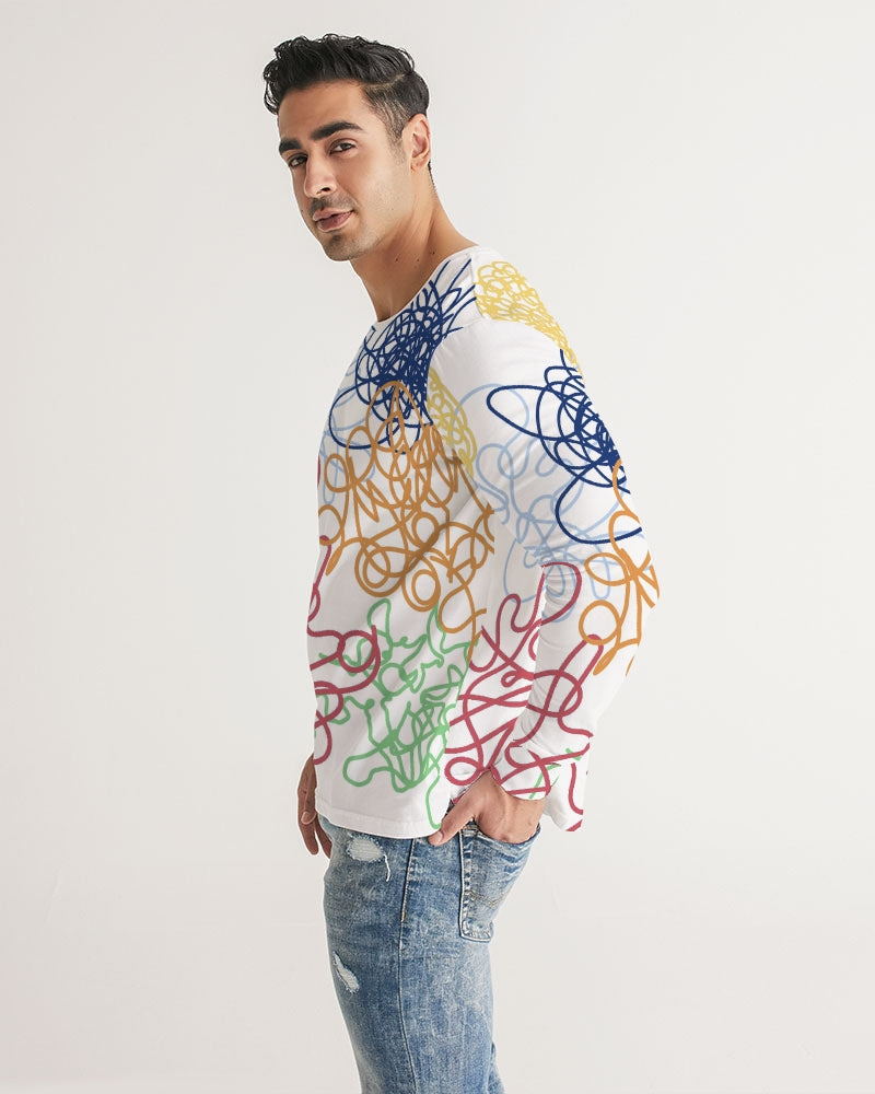 Lucky Scribble White Men's Long Sleeve Tee