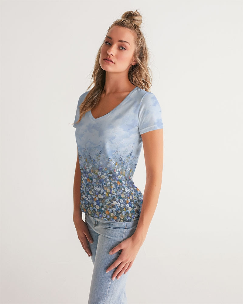 Floral Heavens Women's V-Neck Tee