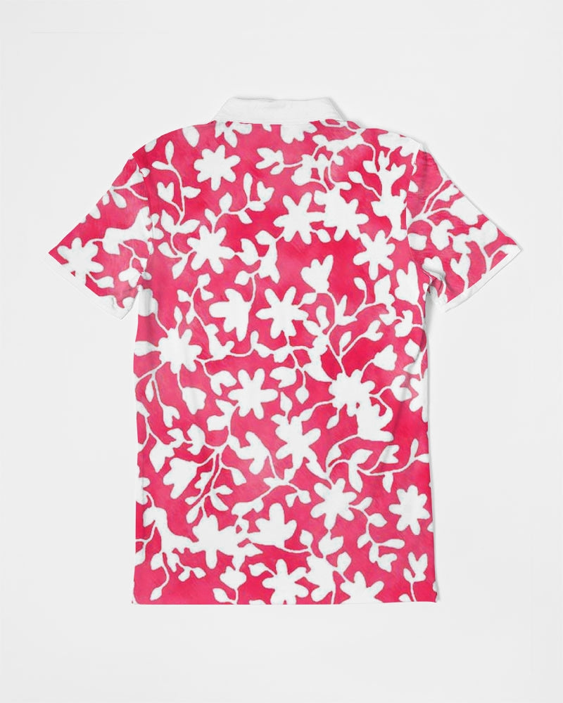 Camo Flower Flame Men's Slim Fit Short Sleeve Polo