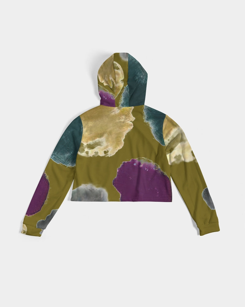 Splash Olive Women's Cropped Hoodie| Always Get Lucky