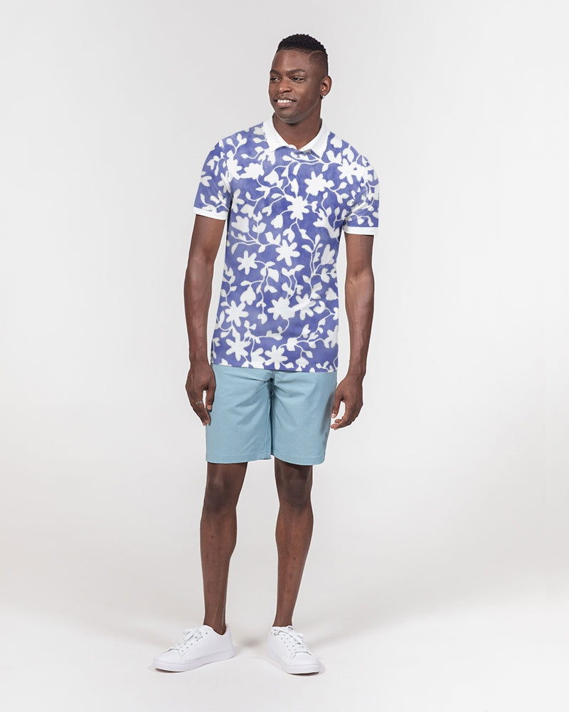 Camo Flower Sky Men's Slim Fit Short Sleeve Polo
