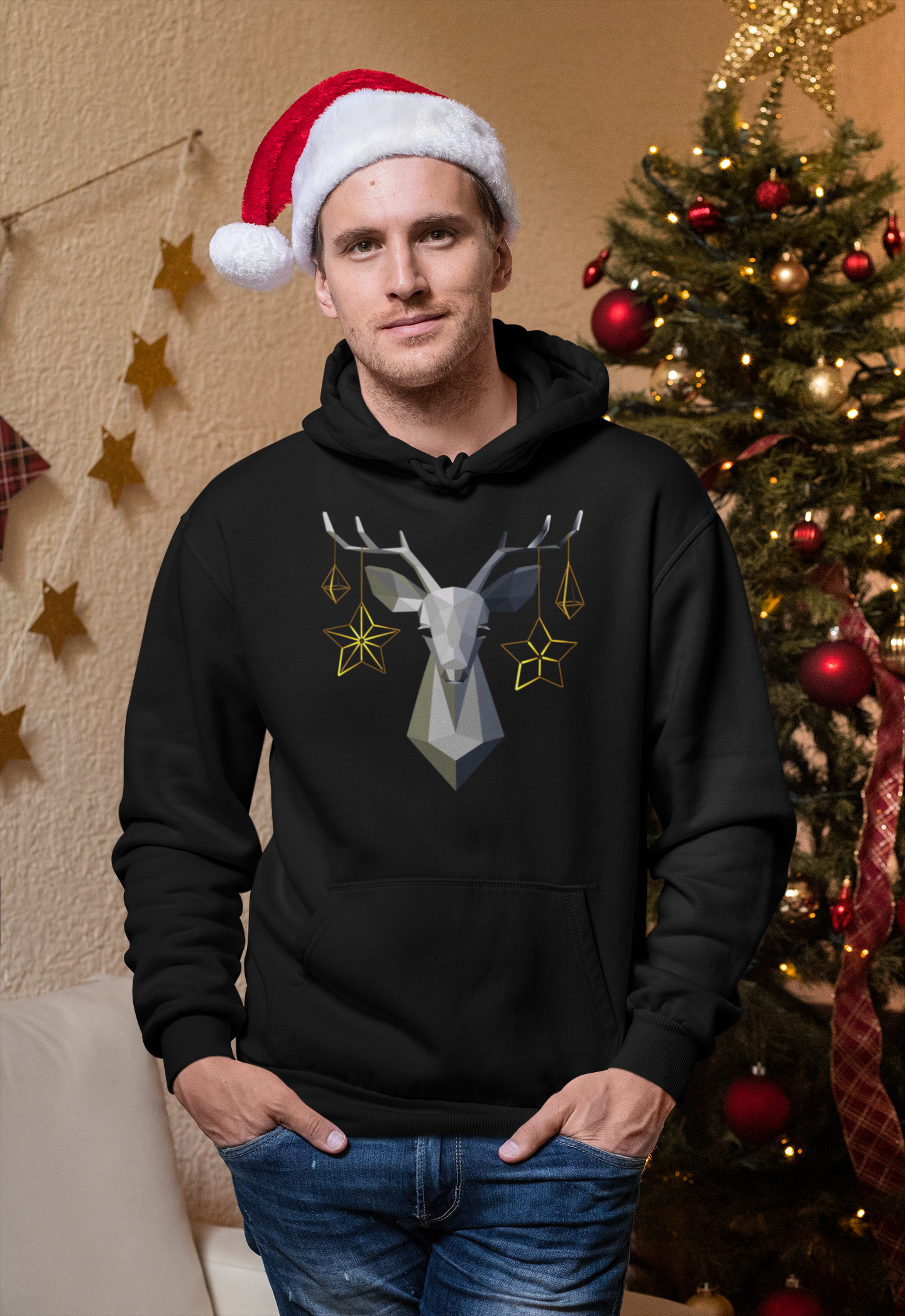 Reindeer Black Unisex Hoodie from Vluxe by Lucky Nahum