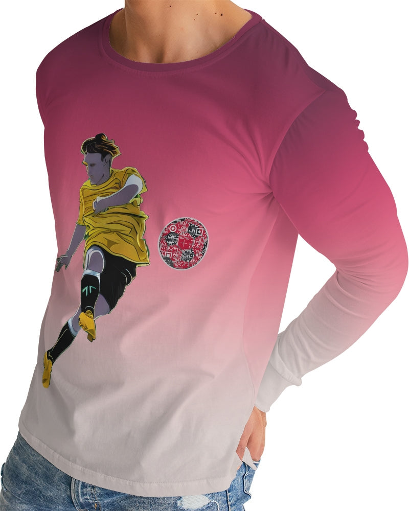 Kick It Red Men's Long Sleeve Tee | Always Get Lucky