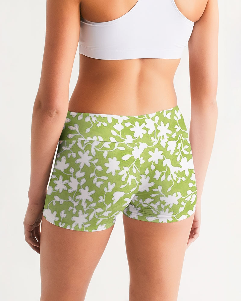 Camo Flower Grass Women's Mid-Rise Yoga Shorts | Always Get Lucky