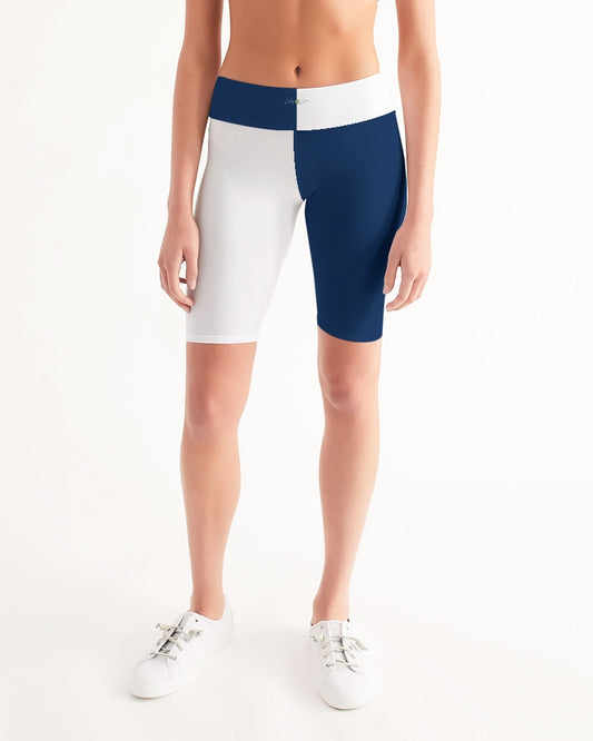 Blocks Navy Seas Women's Mid-Rise Bike Shorts