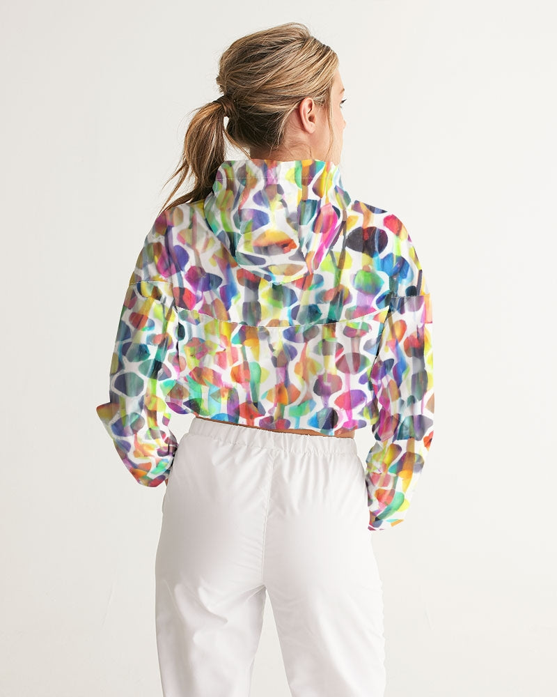 Vieste Women's All-Over Print Cropped Windbreaker