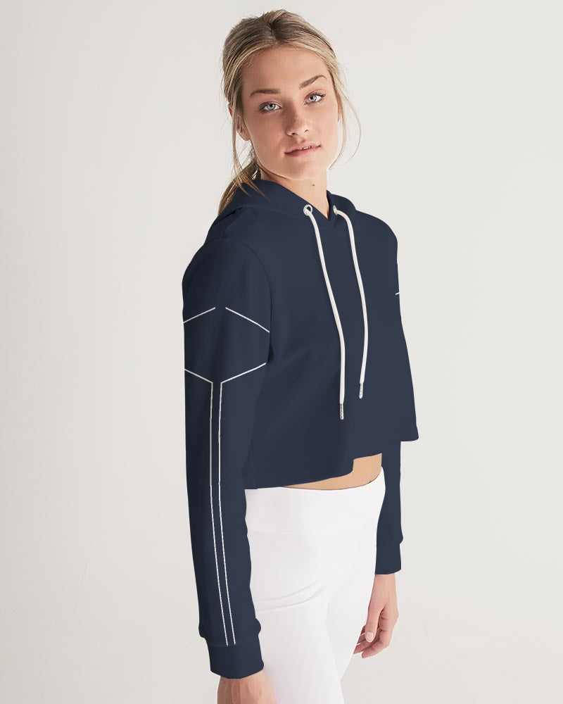 Lucky Lime Navy Geometric Women's Cropped Hoodie