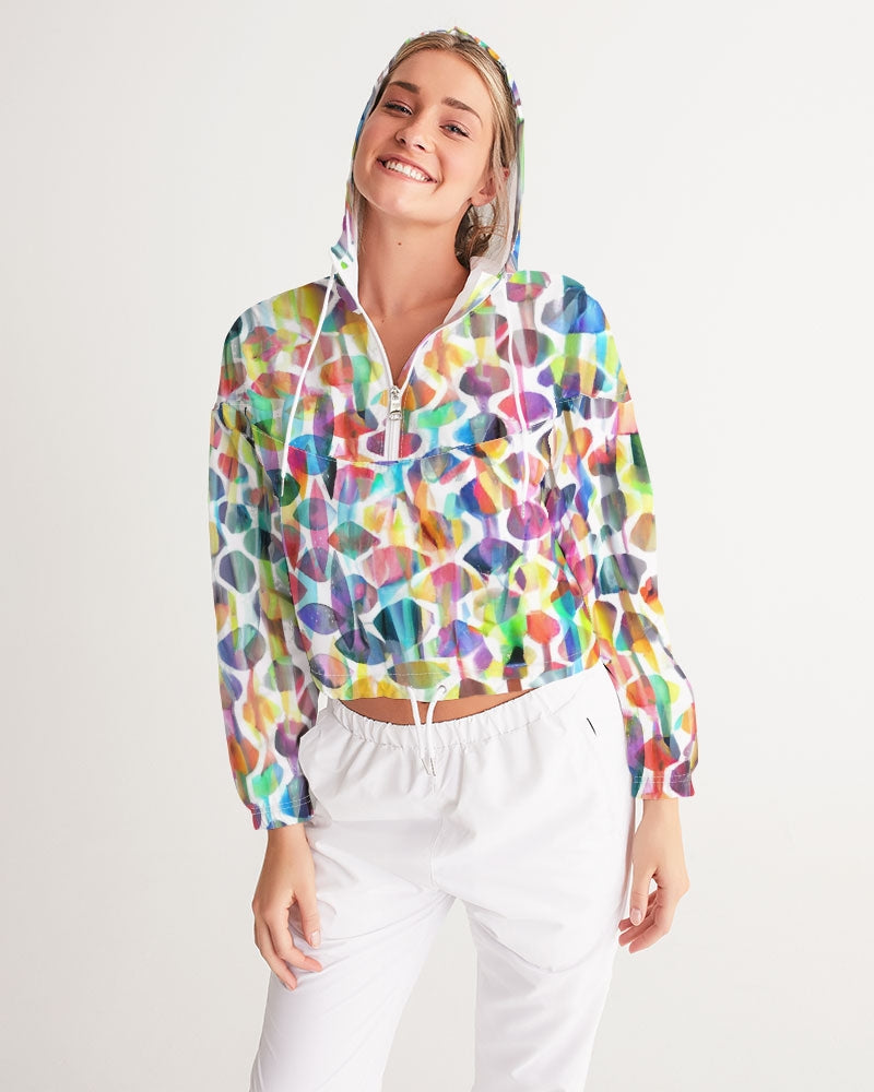 Vieste Women's All-Over Print Cropped Windbreaker