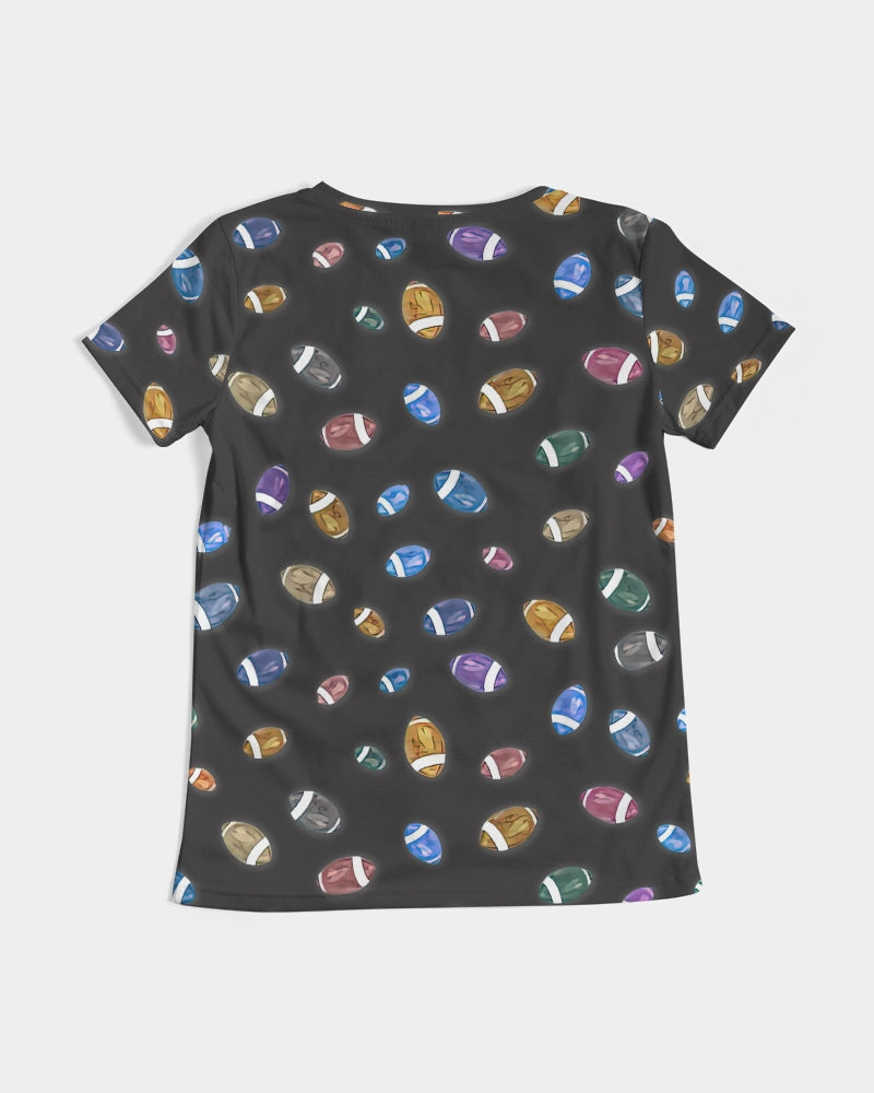 Football Season Gray Women's V-Neck Tee