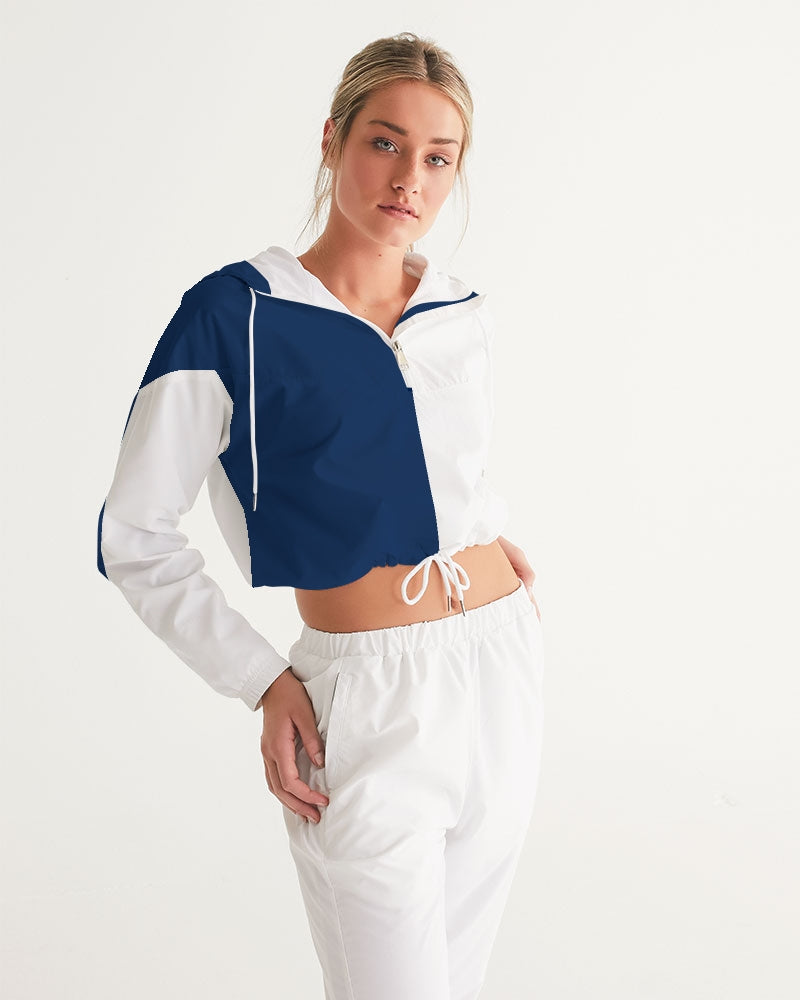Blocks Navy Seas Women's Cropped Windbreaker