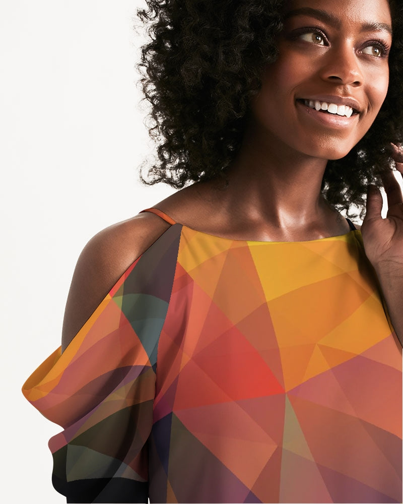 Diamond Cut Women's Open Shoulder A-Line Dress | Always Get Lucky