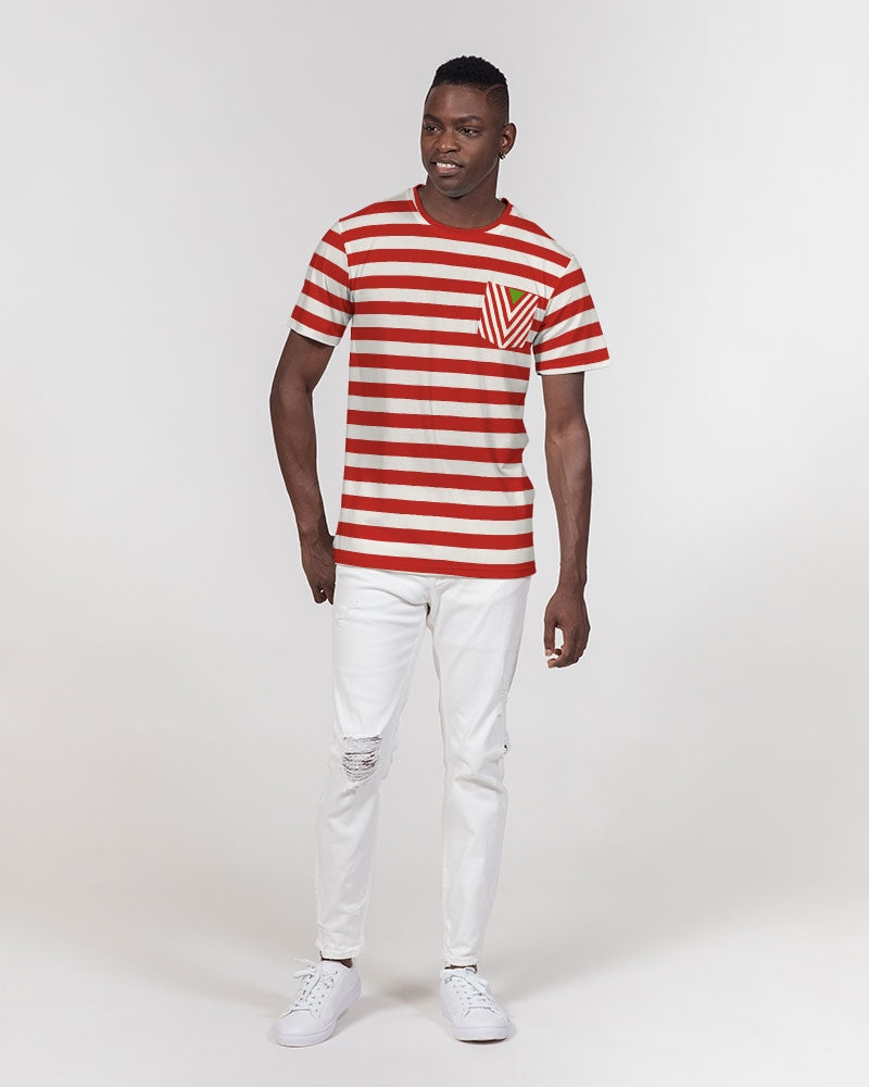 Classic Vluxe Red Stripe Men's Everyday Pocket Tee