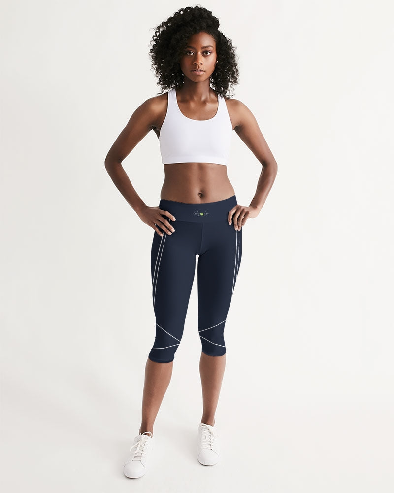 Lucky Lime Navy Geometric Women's Mid-Rise Capri