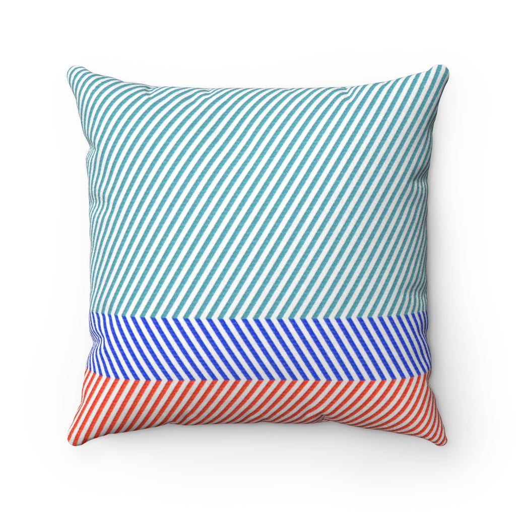 Twill Multi Three Faux Suede Square Pillow
