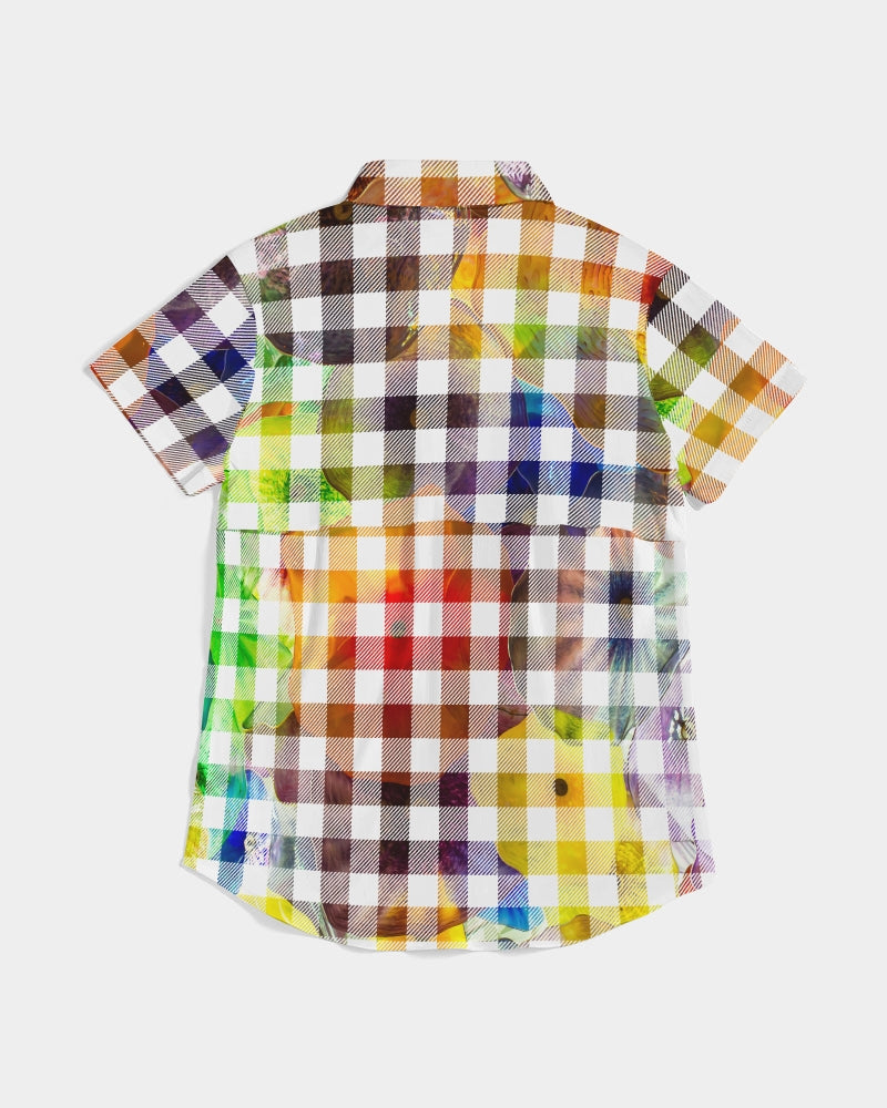 Fantasy Check Women's Short Sleeve Button Up | Always Get Lucky
