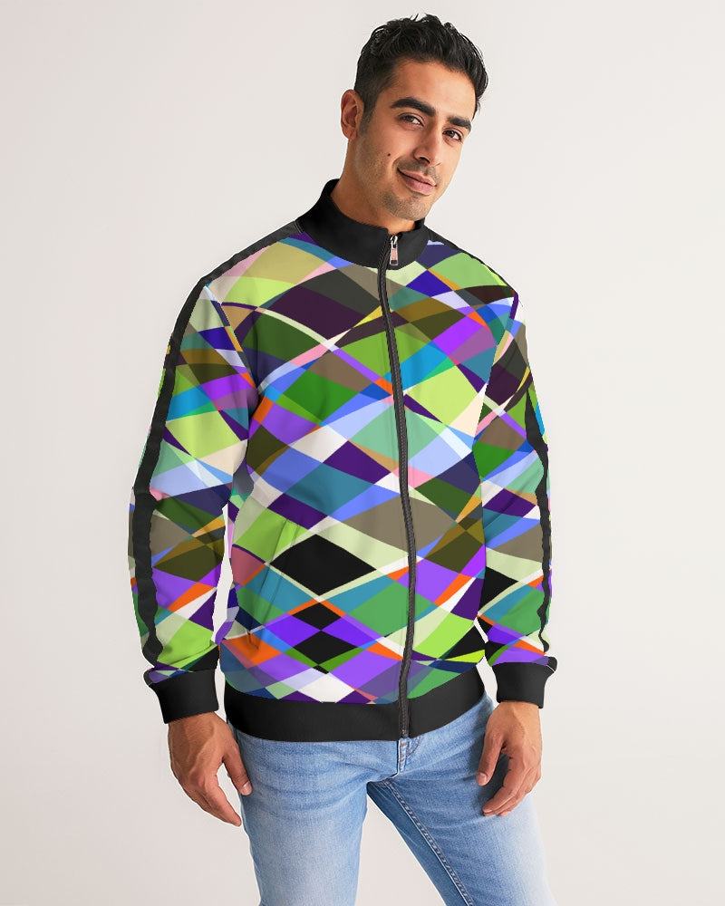 Oslo Multi Color Men's Stripe-Sleeve Track Jacket