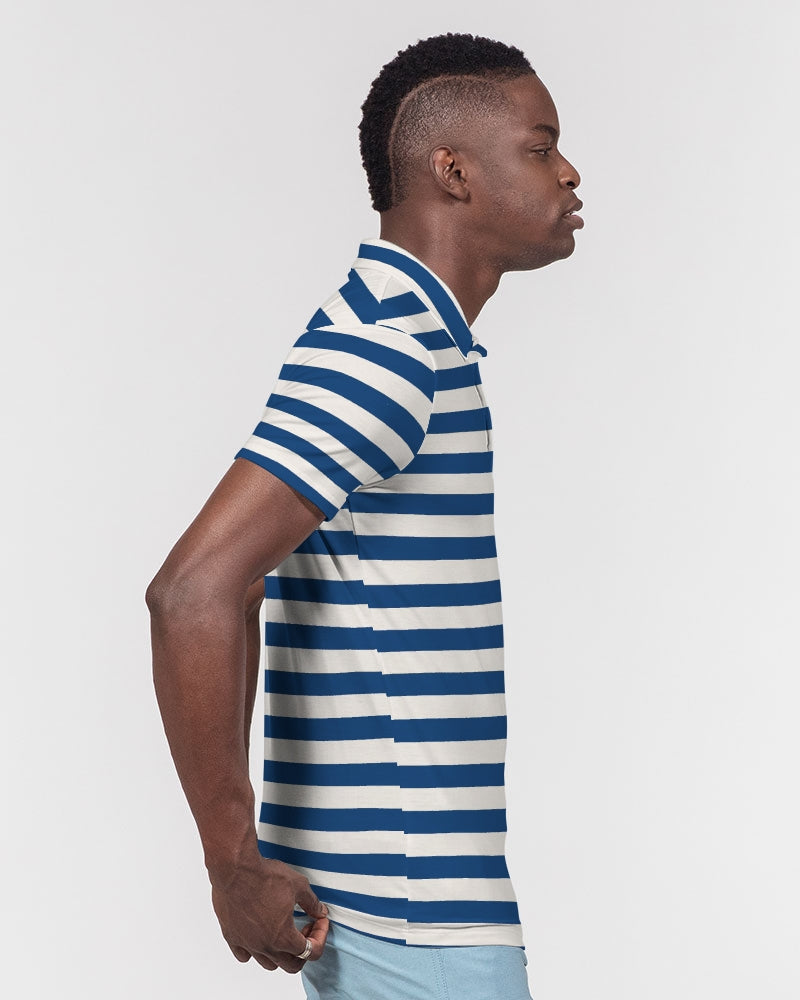 Classic Vluxe Navy Stripe Men's Slim Fit Short Sleeve Polo