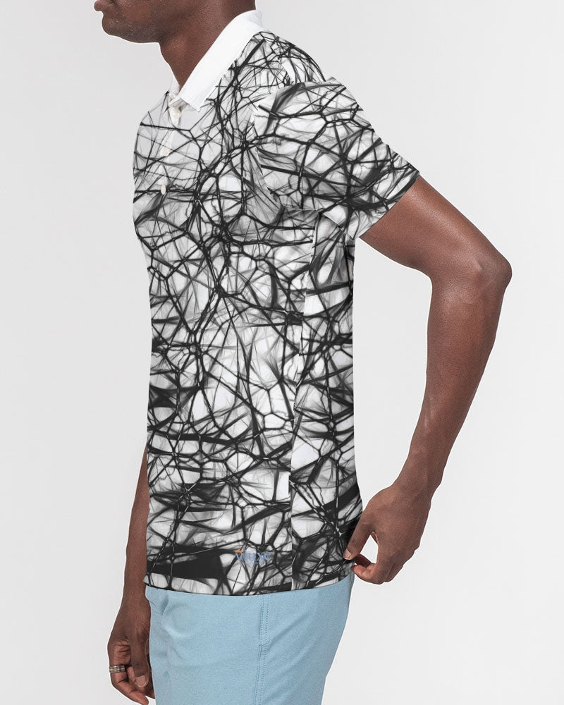 Wired Black Men's Slim Fit Short Sleeve Polo from Vluxe by Lucky Nahum