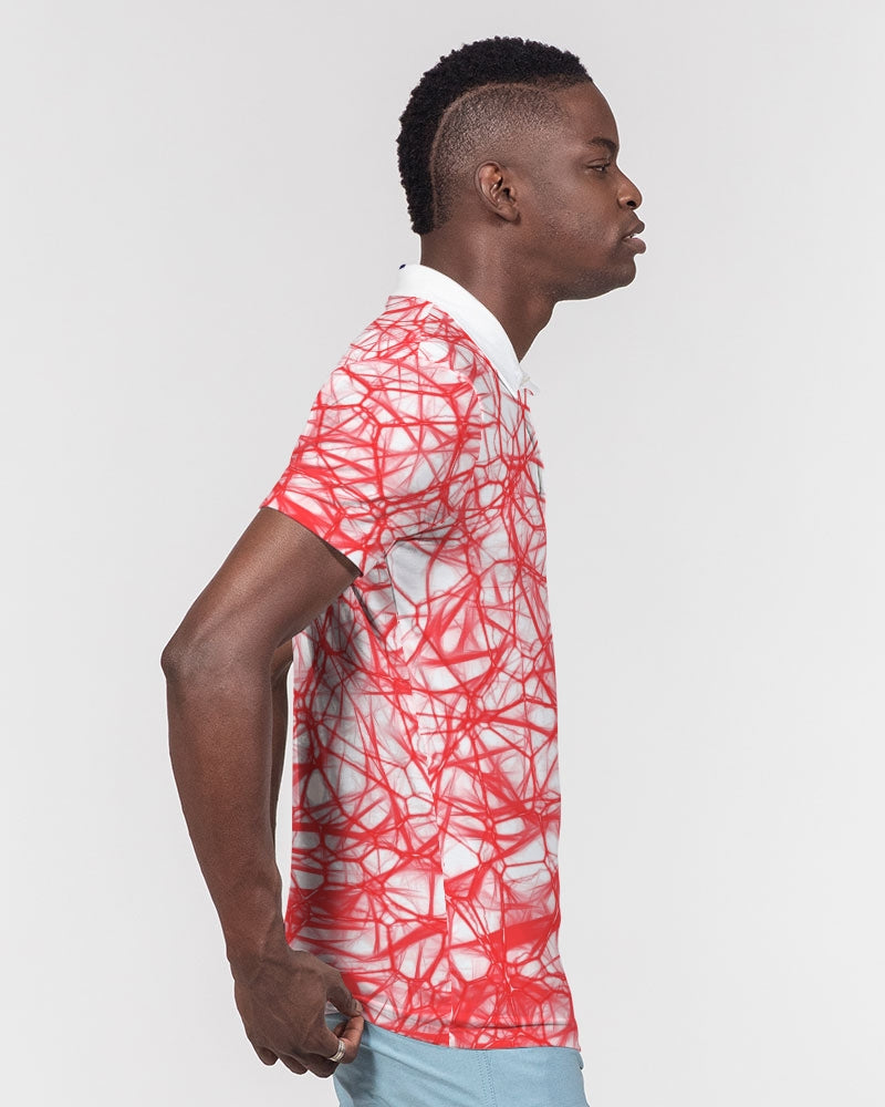 Wired Red Men's Slim Fit Short Sleeve Polo from Vluxe by Lucky Nahum