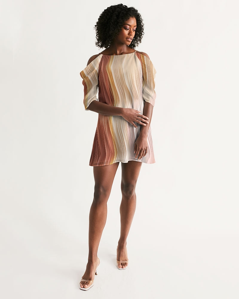 Wavy Gravy Women's Open Shoulder A-Line Dress | Always Get Lucky