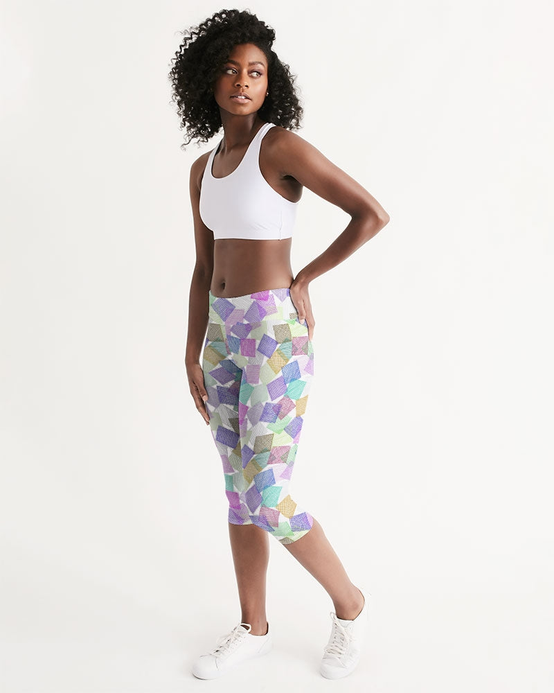 Boxes White Women's Mid-Rise Capri