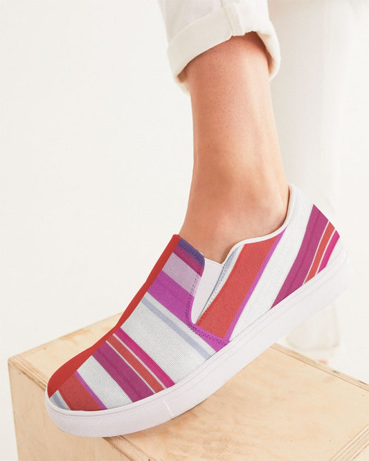 Split Personality Stripe Red Women's Slip-On Canvas Shoe