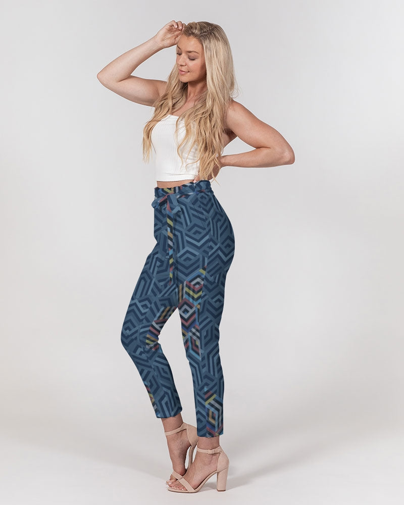 Hexagonic Women's Belted Tapered Pants |Always Get Lucky