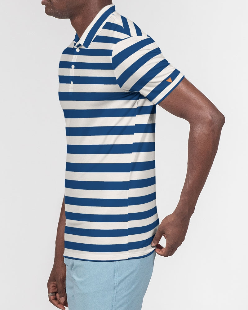 Classic Vluxe Navy Stripe Men's Slim Fit Short Sleeve Polo