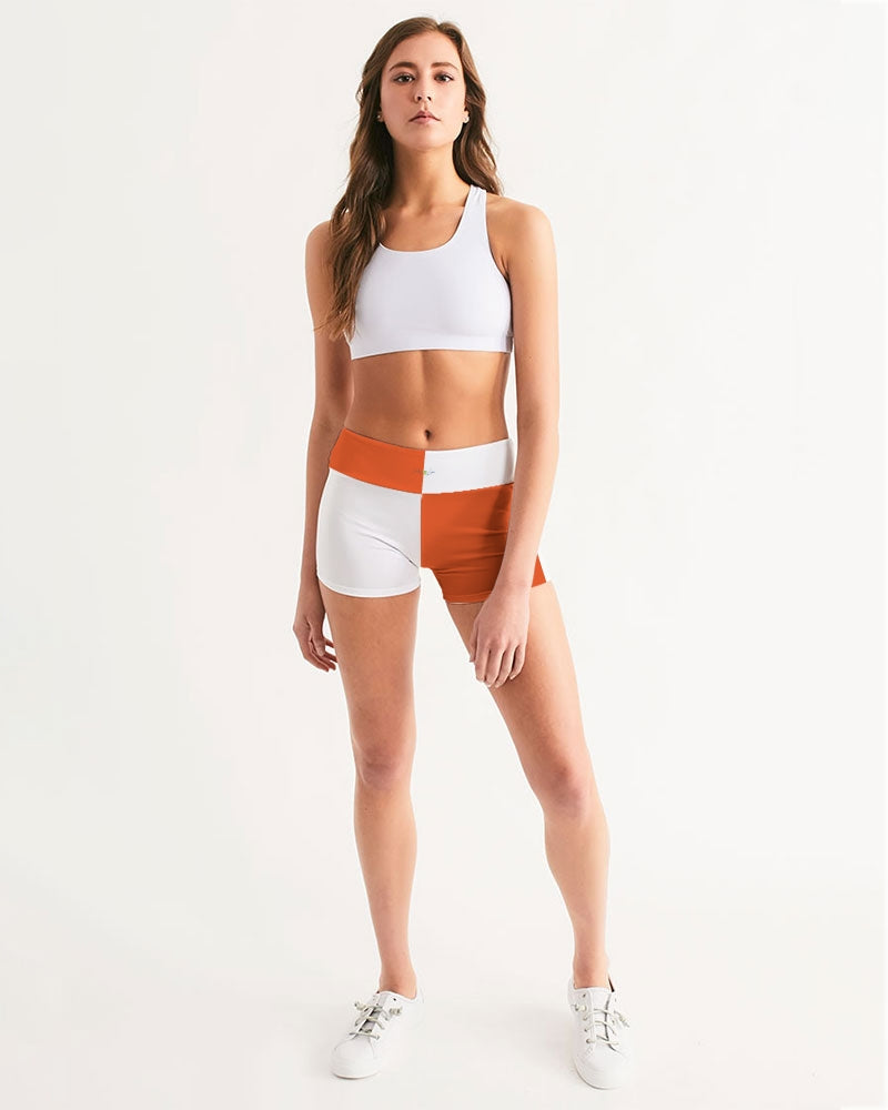 Blocks Saucy Red Women's Mid-Rise Yoga Shorts