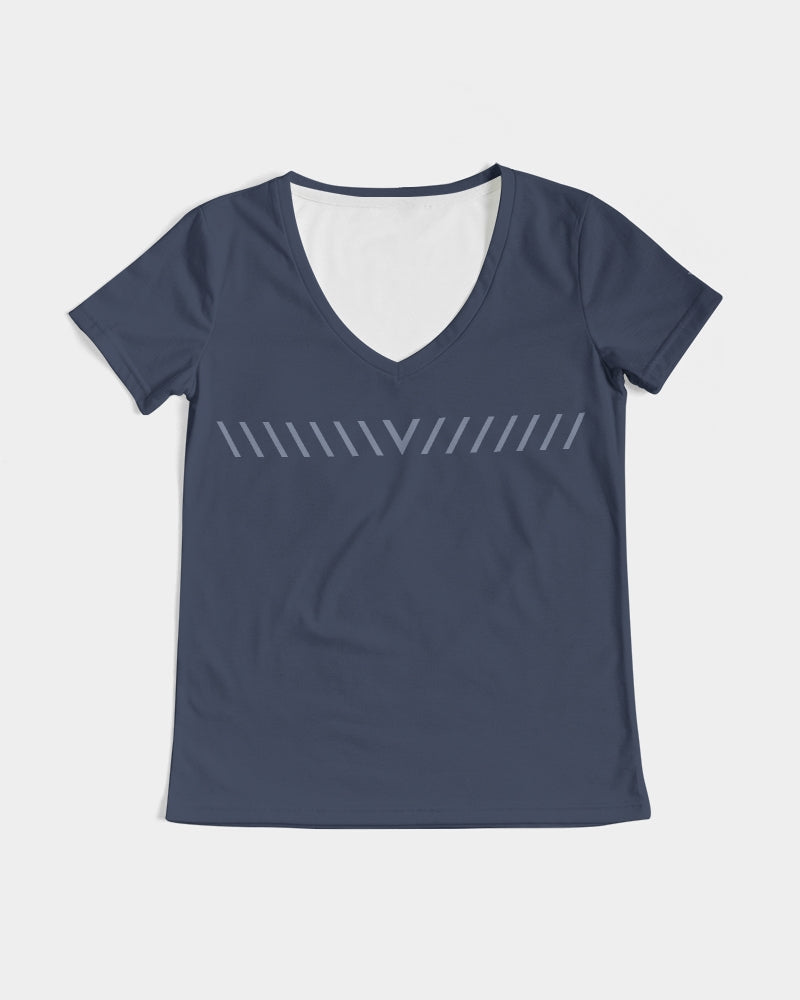 Solid State Of Mind V Navy Women's V-Neck Tee | Always Get Lucky