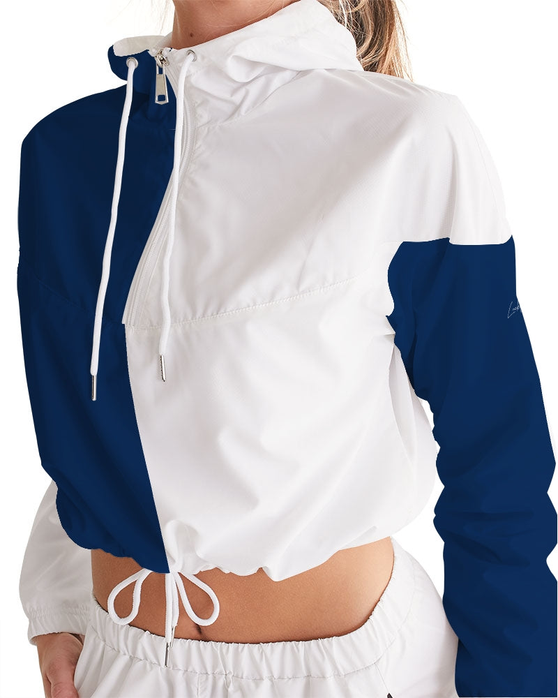 Blocks Navy Seas Women's Cropped Windbreaker