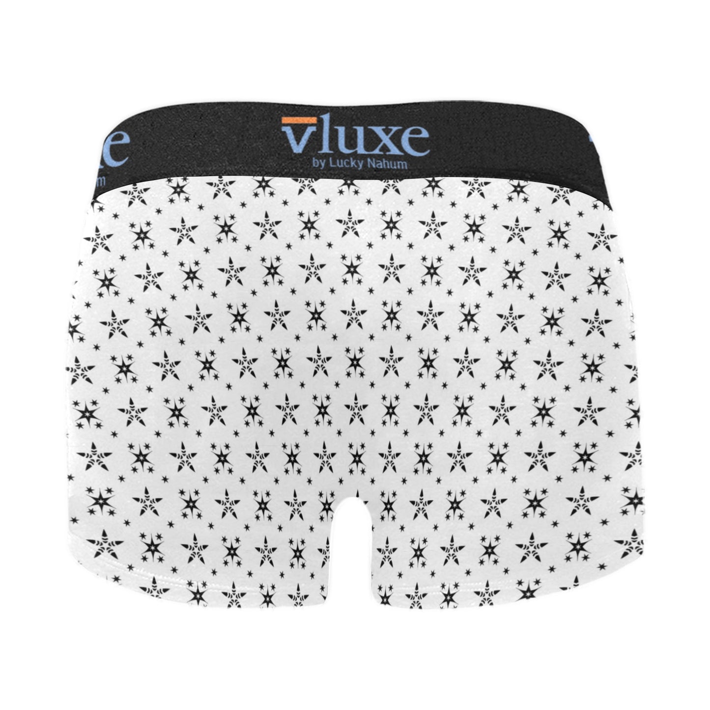 Star White-Black Men's Boxer Briefs Men's Boxer Briefs