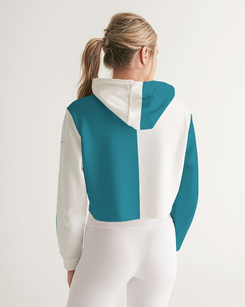 Blocks Sea Shore Blue Women's Cropped Hoodie