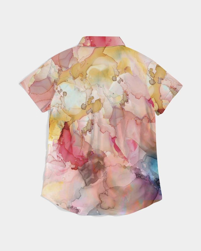 Smoke Gets in Your Eyes Women's Short Sleeve Button Up | Always Get Lucky